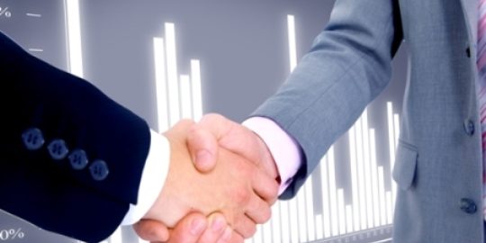 handshake isolated on business background.
