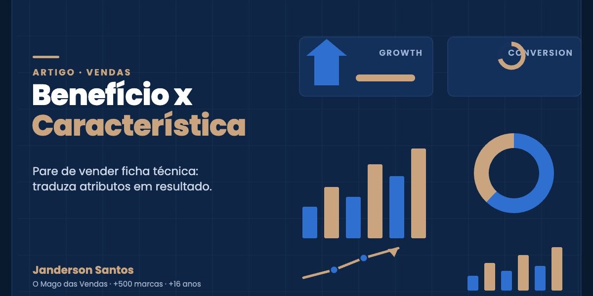 Benefício x característica em vendas — diferença e exemplos