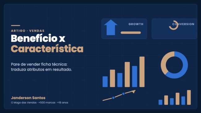 Benefício x característica em vendas — diferença e exemplos